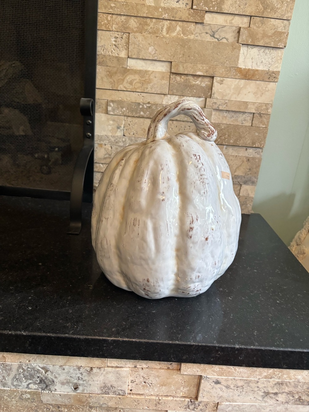 Neutral White Ceramic Decorative Pumpkin - Home Accents